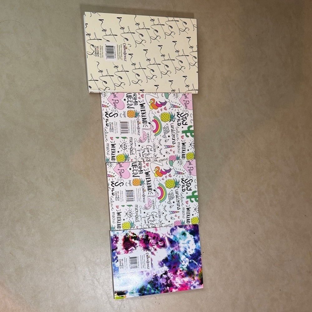 CrownJewlz Colorful Notebooks Set of 4 with Fun Designs - Picture 2 of 5